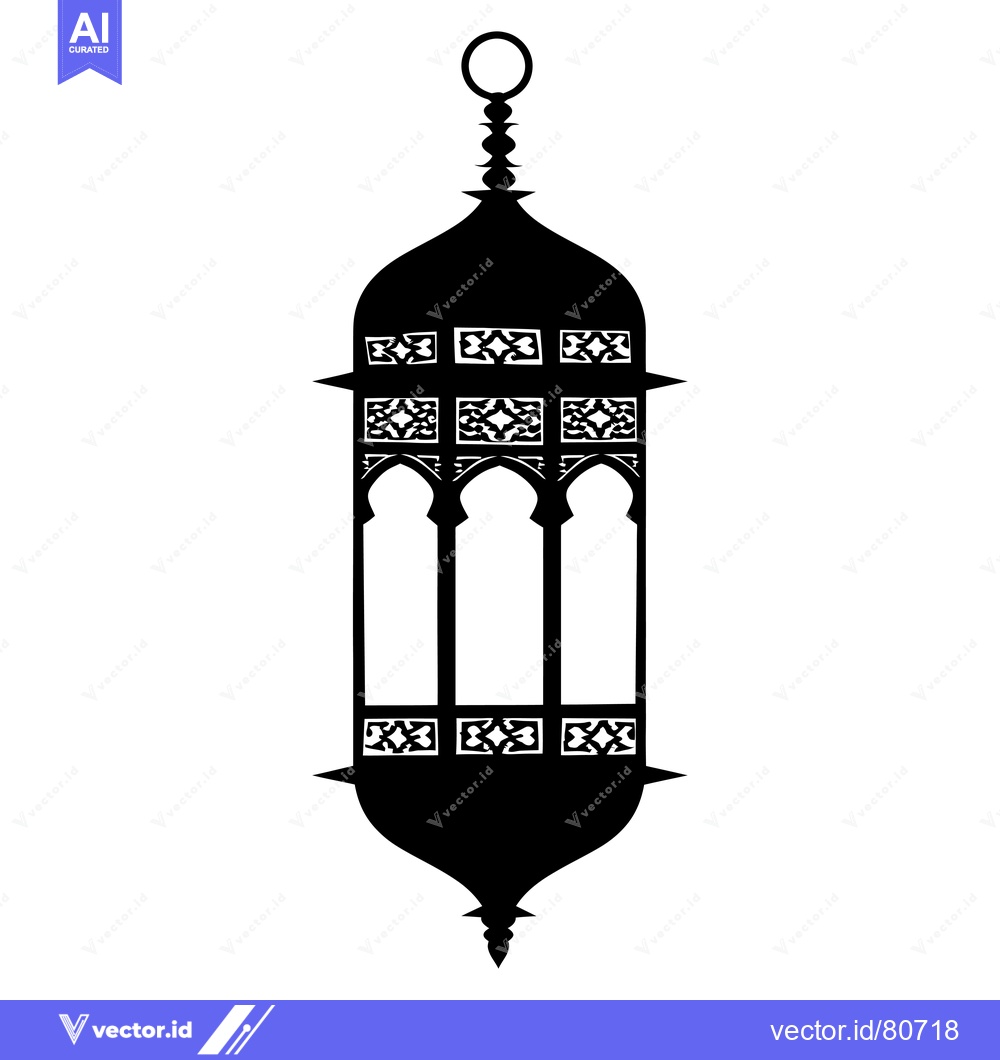 Premium Vector dari Ornate Black Silhouette of a Hanging Lantern