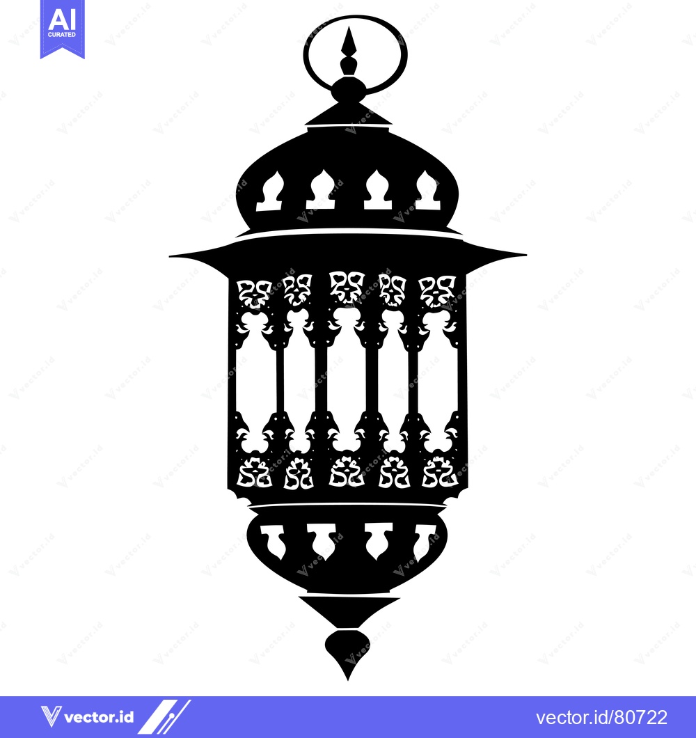 Premium Vector dari Ornate Black Silhouette of a Ramadan Lantern