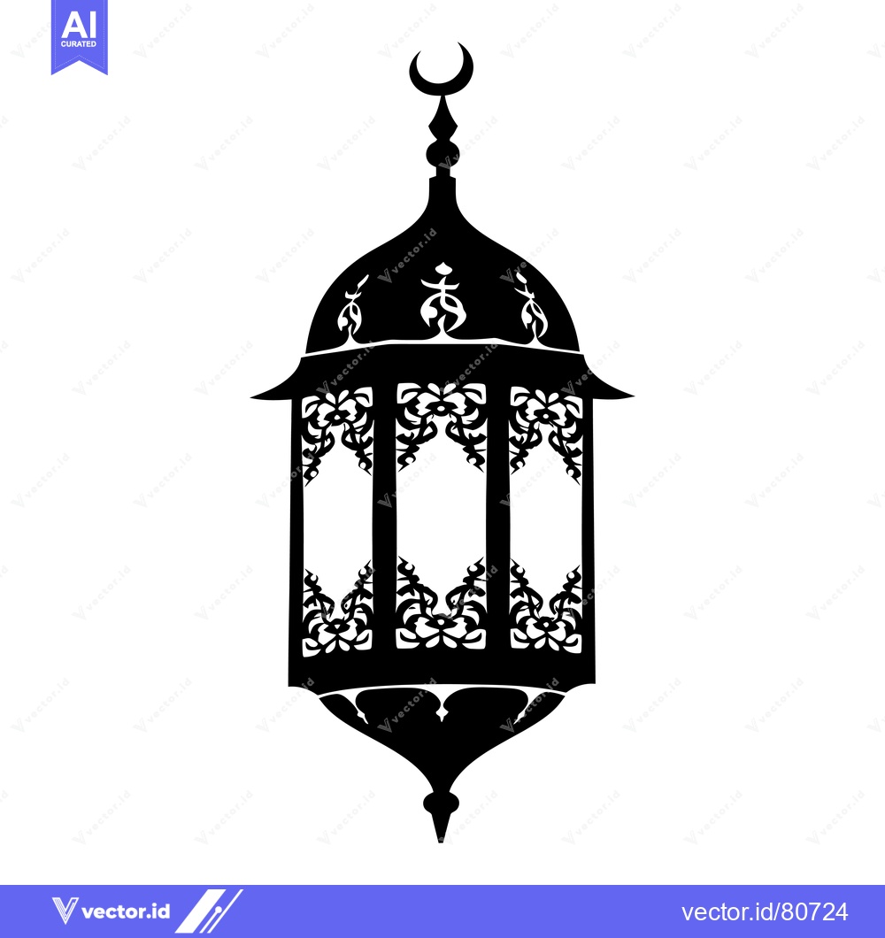 Premium Vector dari Ornate Black and White Silhouette of a Traditional Ramadan Lantern