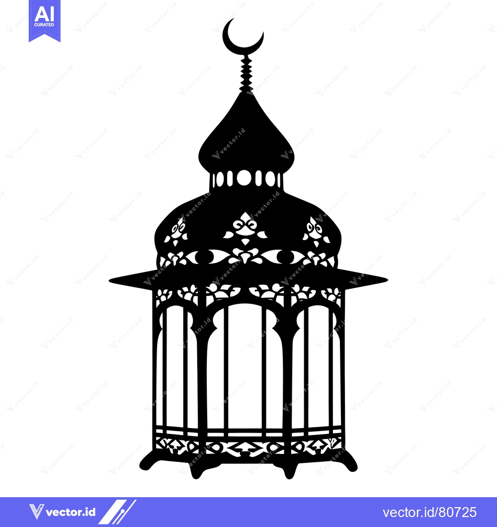 Premium Vector dari Ornate Islamic Lantern with Crescent Moon Top