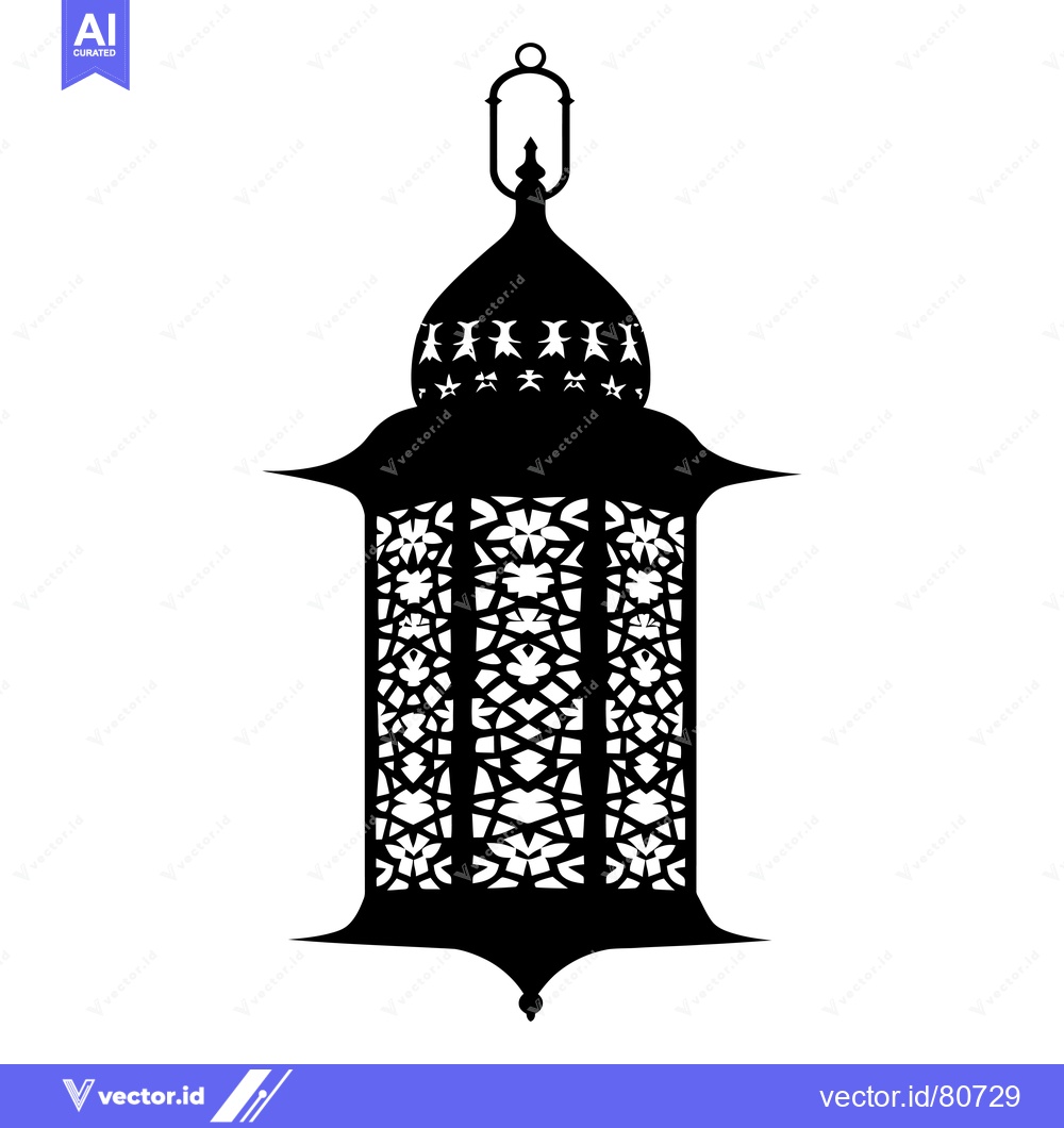 Premium Vector dari Ornate Black and White Hanging Lantern with Intricate Geometric Design