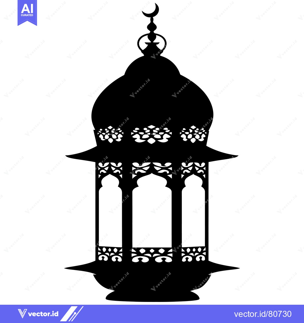 Premium Vector of Ornate Islamic Lantern with Crescent Moon