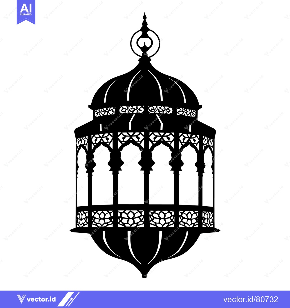Premium Vector of Ornate Black Silhouette of a Moroccan Lantern