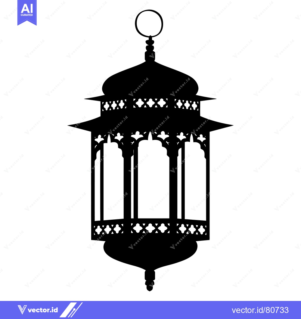 Premium Vector of Ornate Black Silhouette of a Hanging Lantern