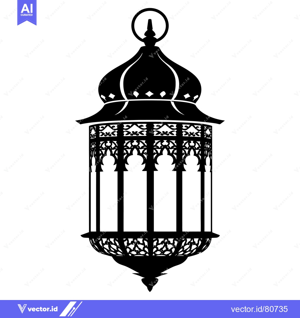 Premium Vector dari Ornate Black Silhouette of an Islamic Lantern