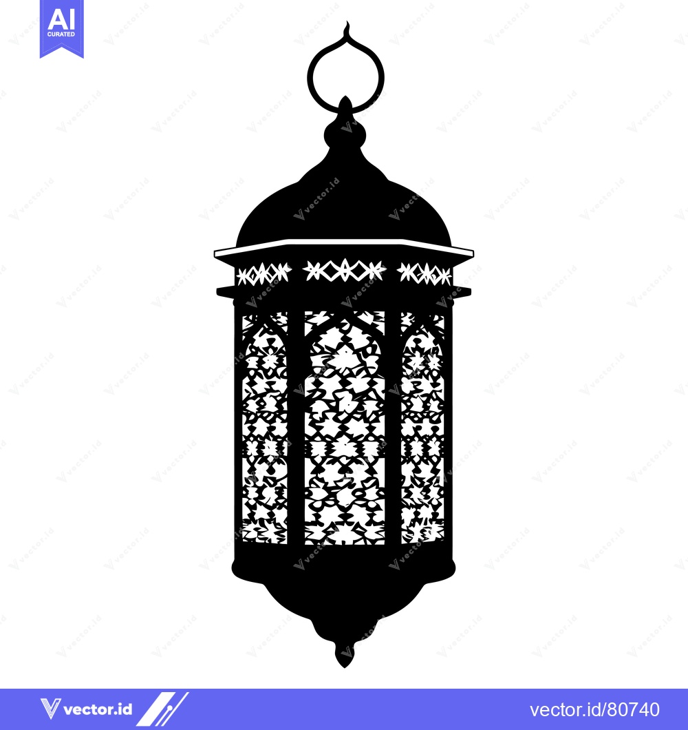 Premium Vector of Ornate Black Silhouette of a Hanging Lantern