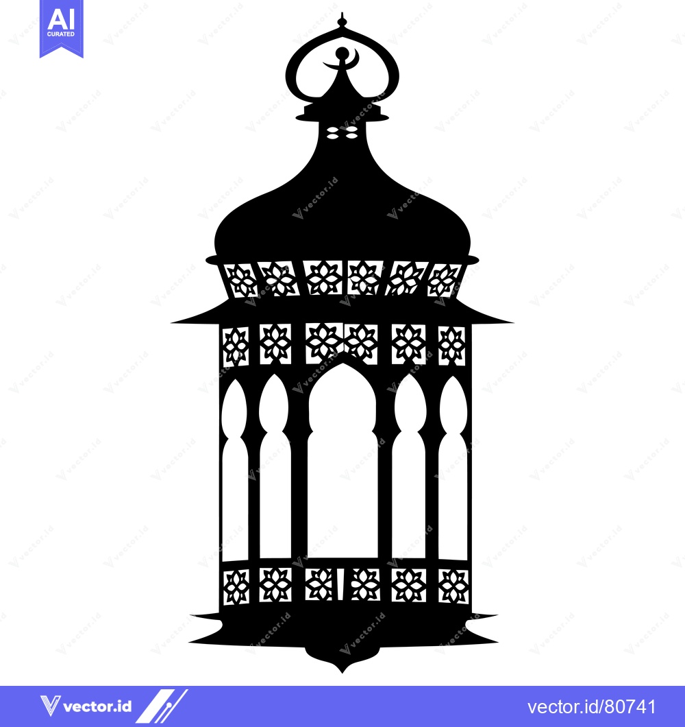 Premium Vector dari Ornate Black and White Islamic Lantern Silhouette