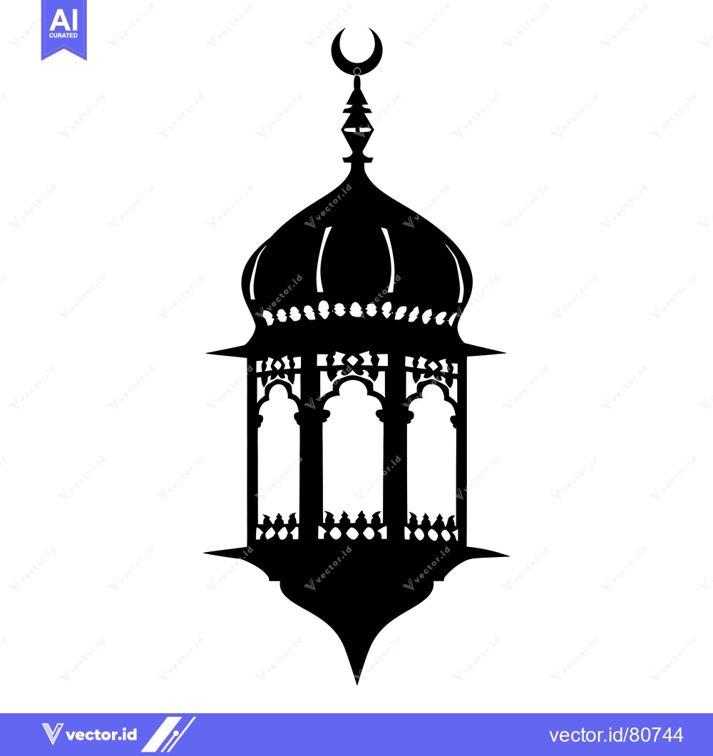 Premium Vector of A Black and White Silhouette of a Traditional Islamic Lantern