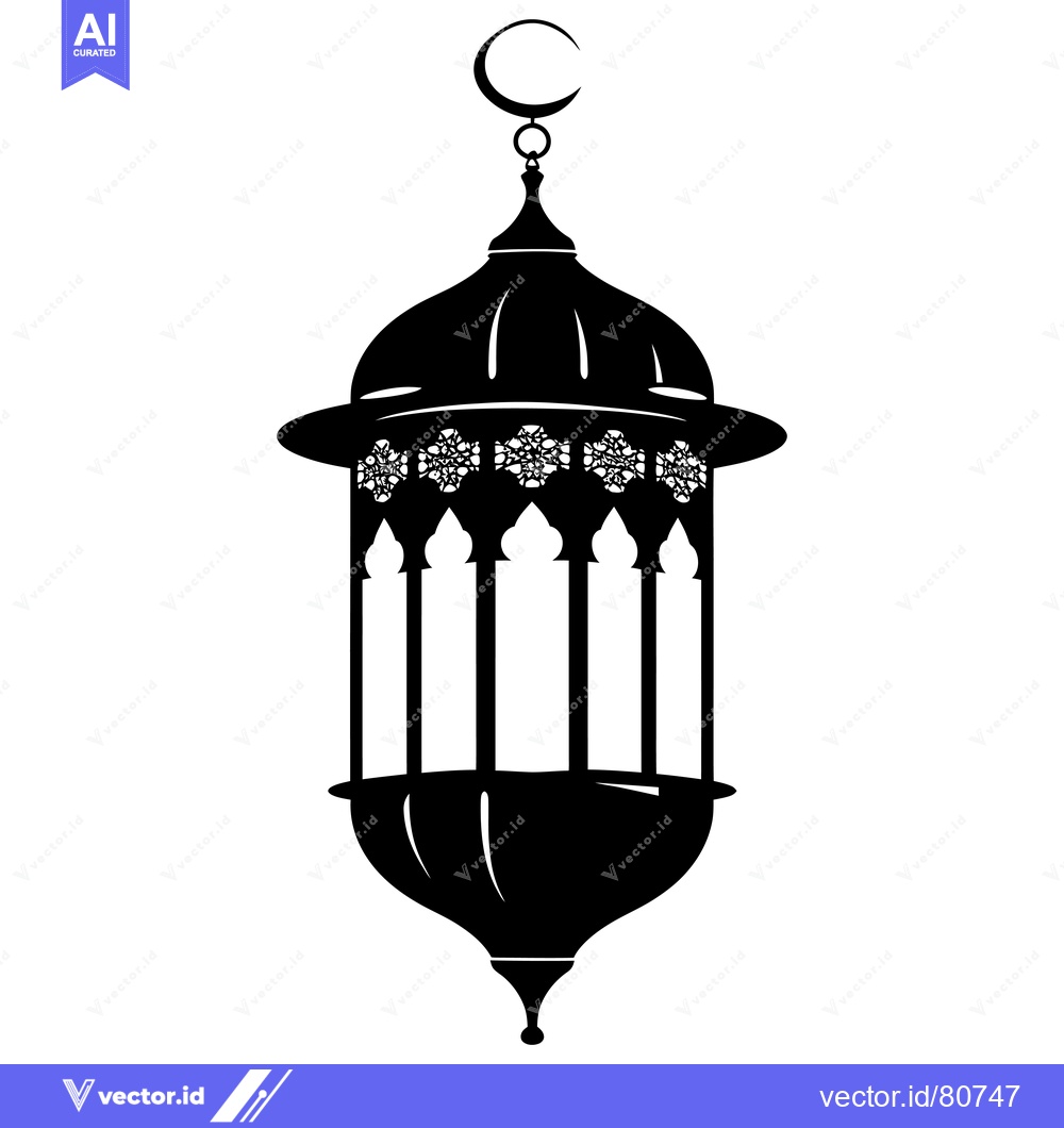 Premium Vector dari Ornate Islamic Lantern with Crescent Moon Top