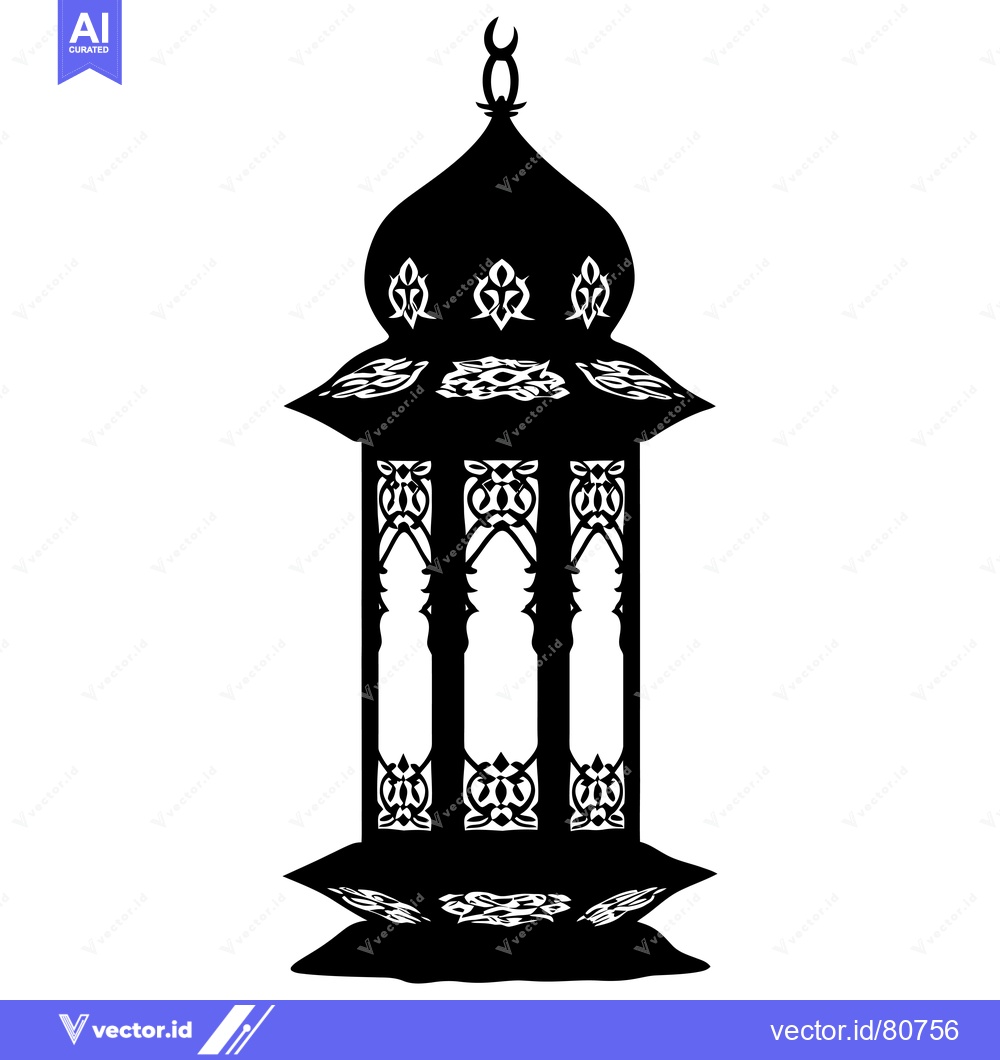 Premium Vector dari Ornate Islamic Lantern with Crescent Moon Top