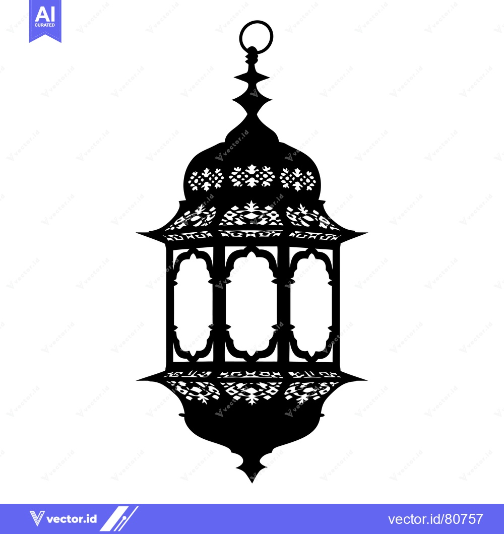 Premium Vector dari Ornate Black Silhouette of a Hanging Lantern with Intricate Designs