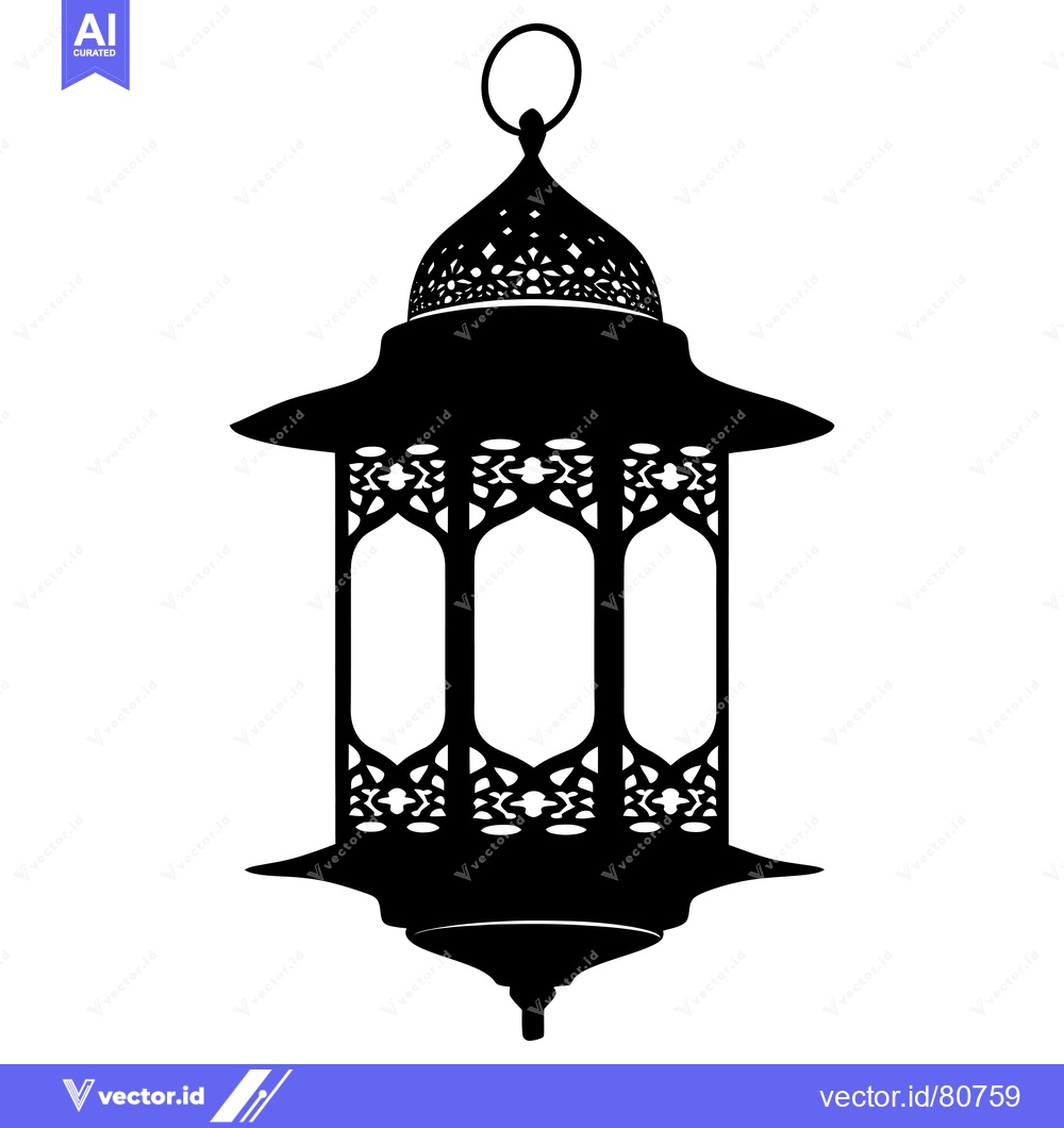 Premium Vector of Ornate Black Silhouette of a Hanging Lantern