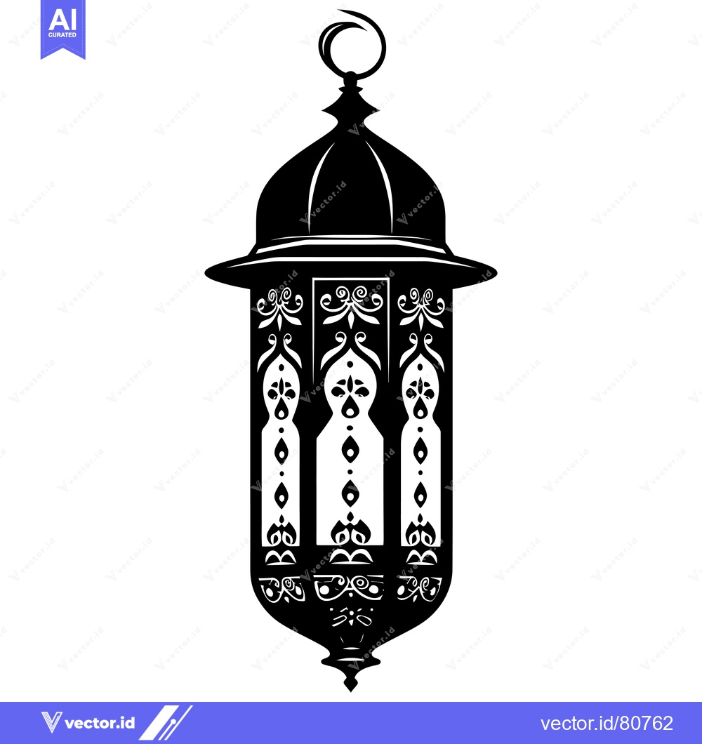 Premium Vector dari Ornate Black and White Silhouette of a Ramadan Lantern