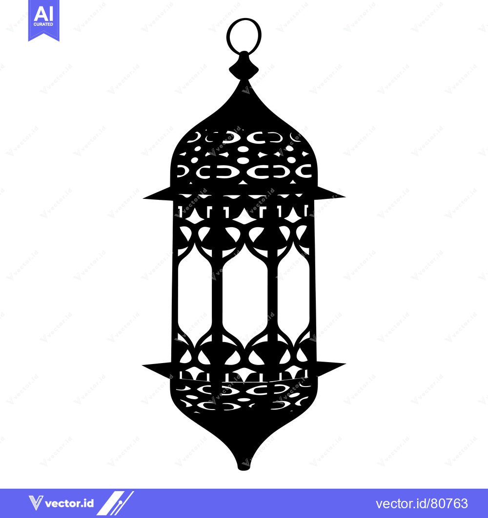 Premium Vector dari Ornate Black and White Silhouette of an Arabic Lantern