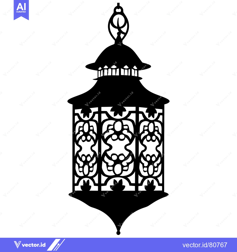 Premium Vector dari Ornate Hanging Lantern with Intricate Floral Design