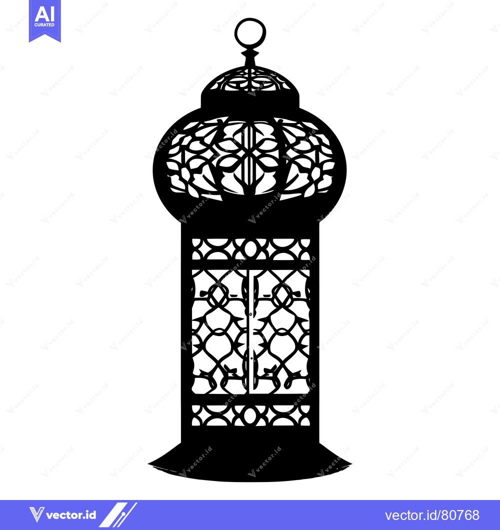 Premium Vector dari Ornate Black and White Silhouette of a Lantern