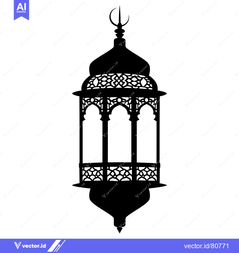 Premium Vector dari Ornate Black Silhouette of a Ramadan Lantern