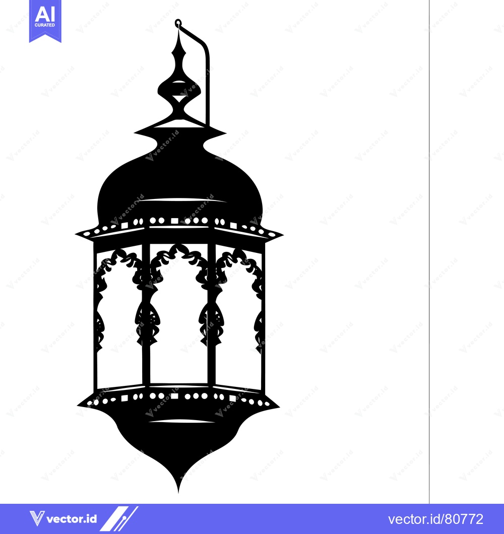 Premium Vector of Ornate Black and White Hanging Lantern Silhouette