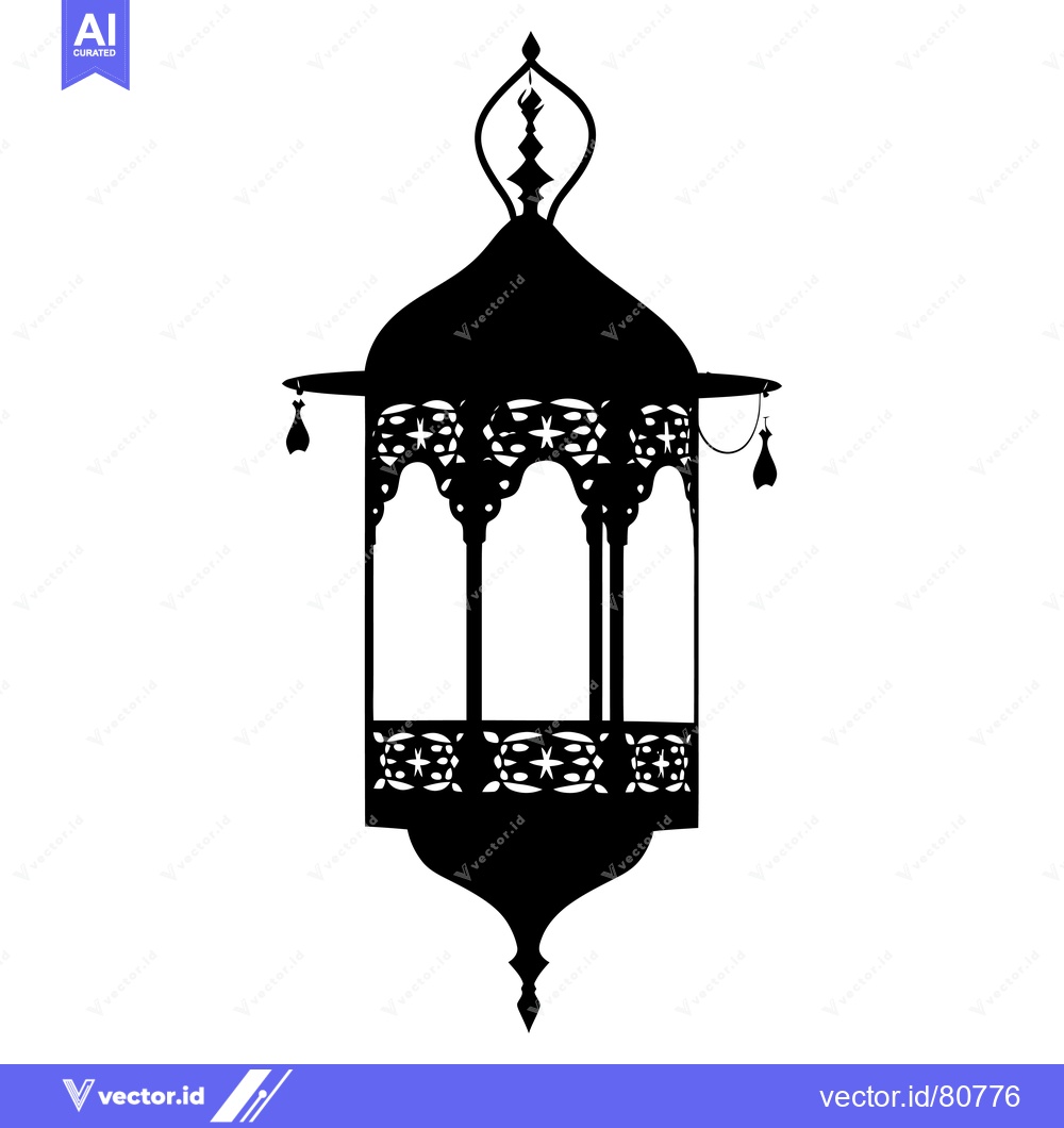 Premium Vector dari Ornate Black Silhouette of a Hanging Lantern
