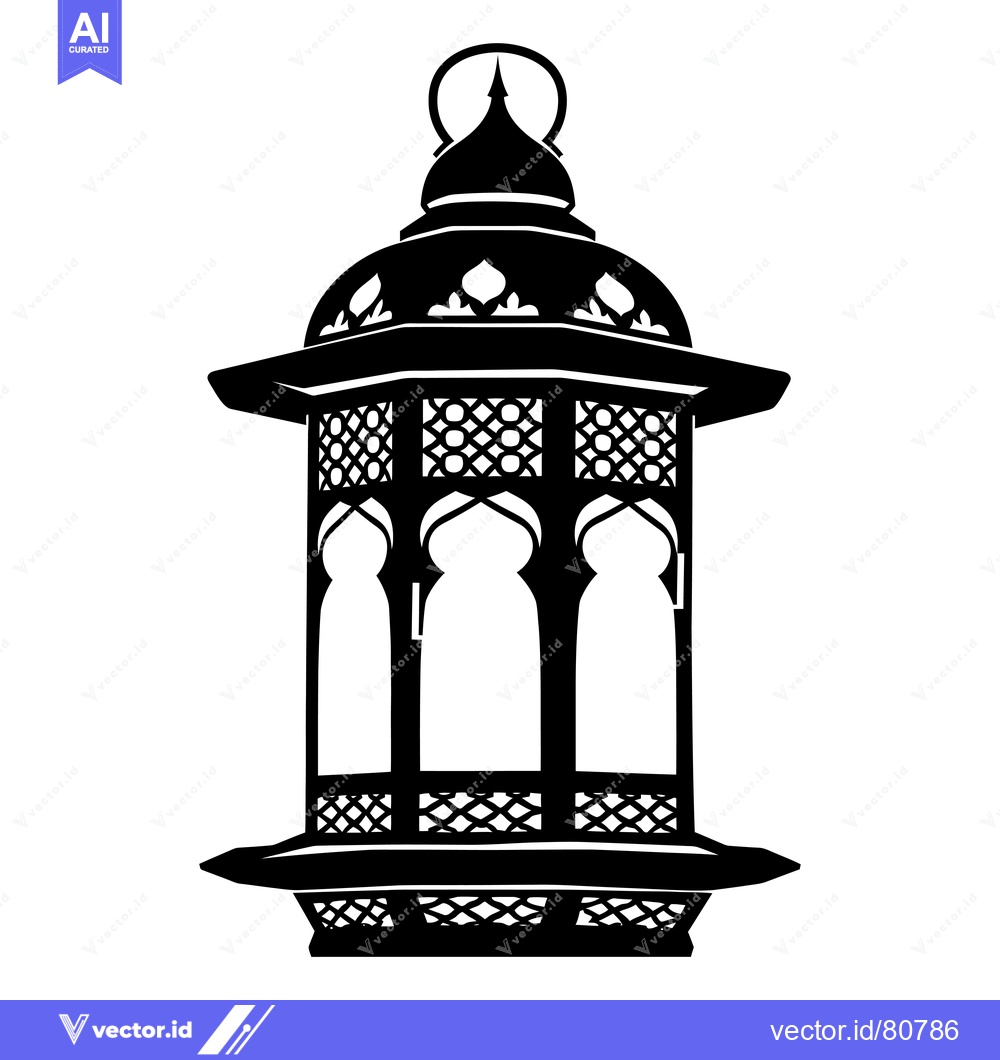 Premium Vector dari Ornate Black and White Islamic Lantern Illustration