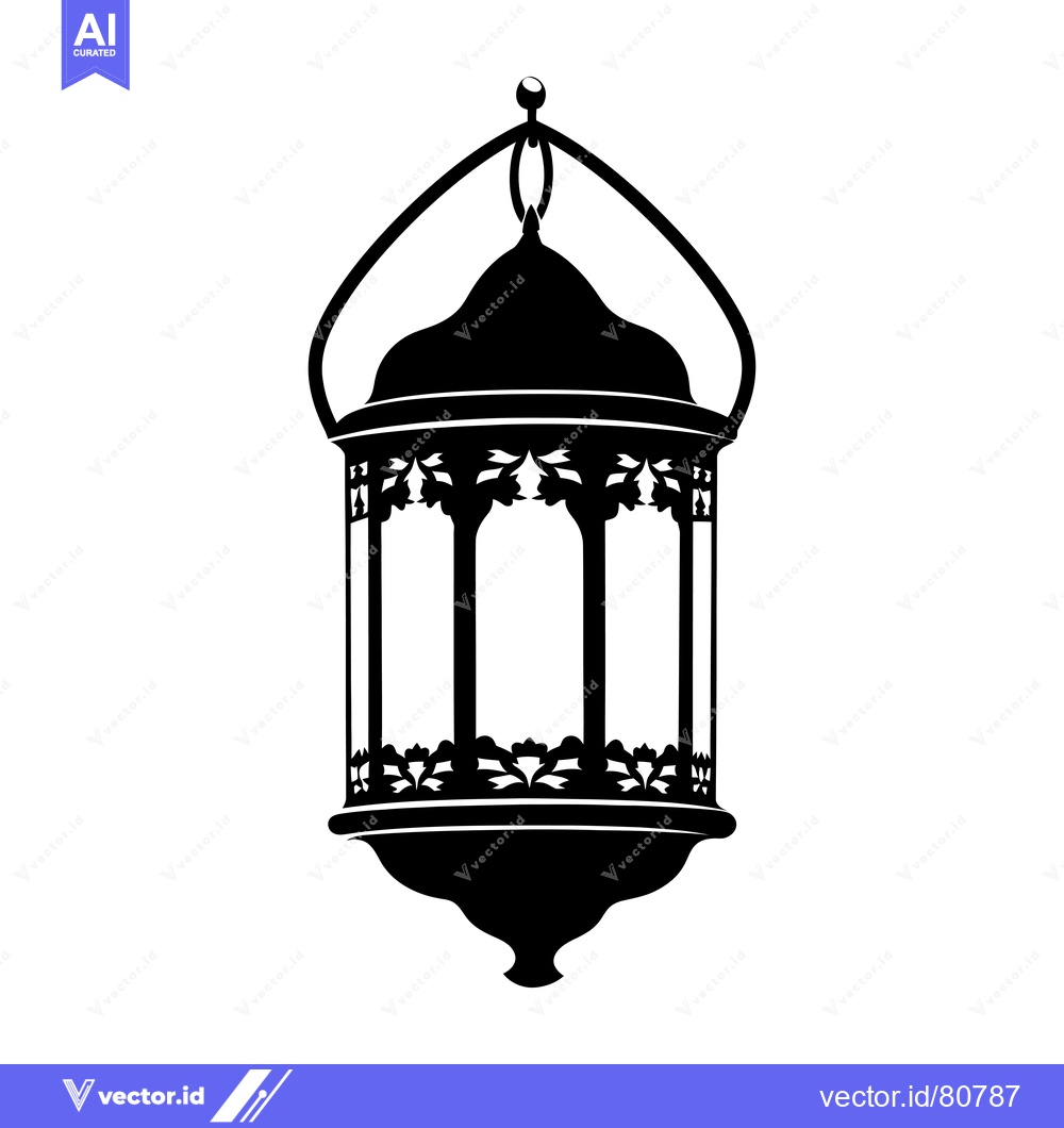Premium Vector of Ornate Islamic Lantern Silhouette