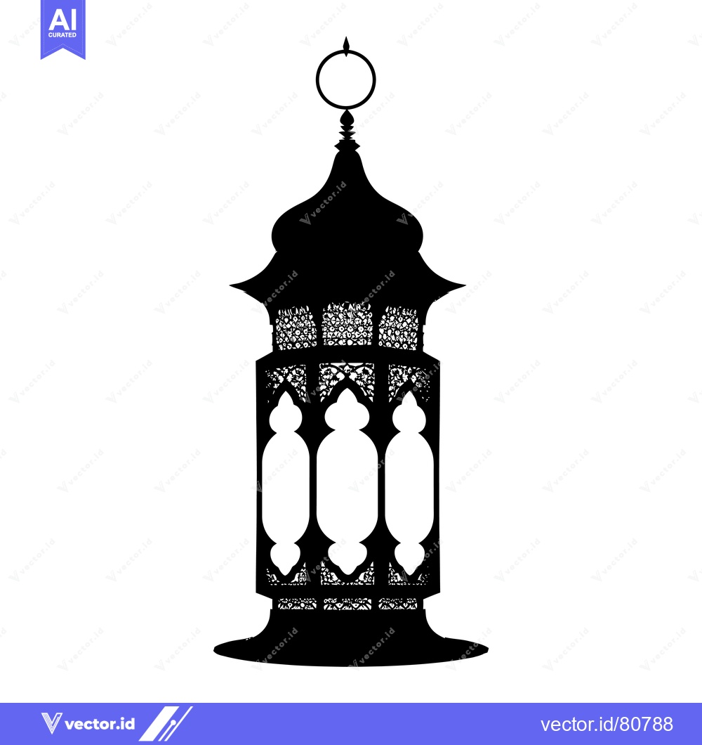 Premium Vector dari Ornate Black Silhouette of an Islamic Lantern