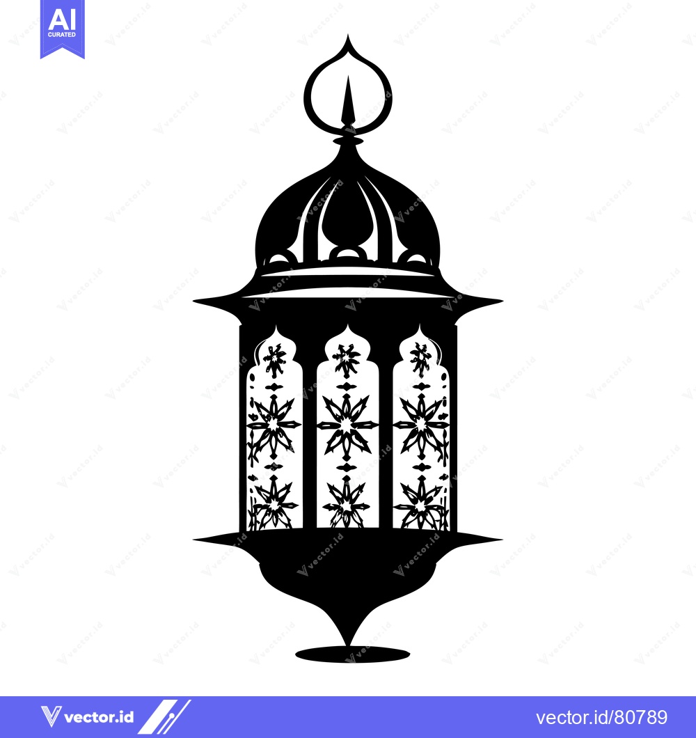 Premium Vector of Ornate Black and White Islamic Lantern with Intricate Designs