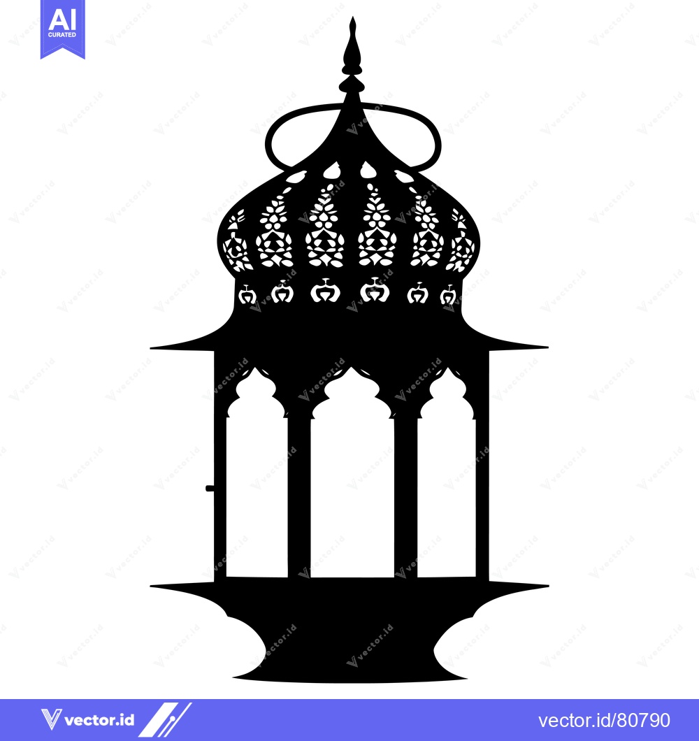 Premium Vector dari Ornate Black and White Silhouette of a Moroccan Lantern