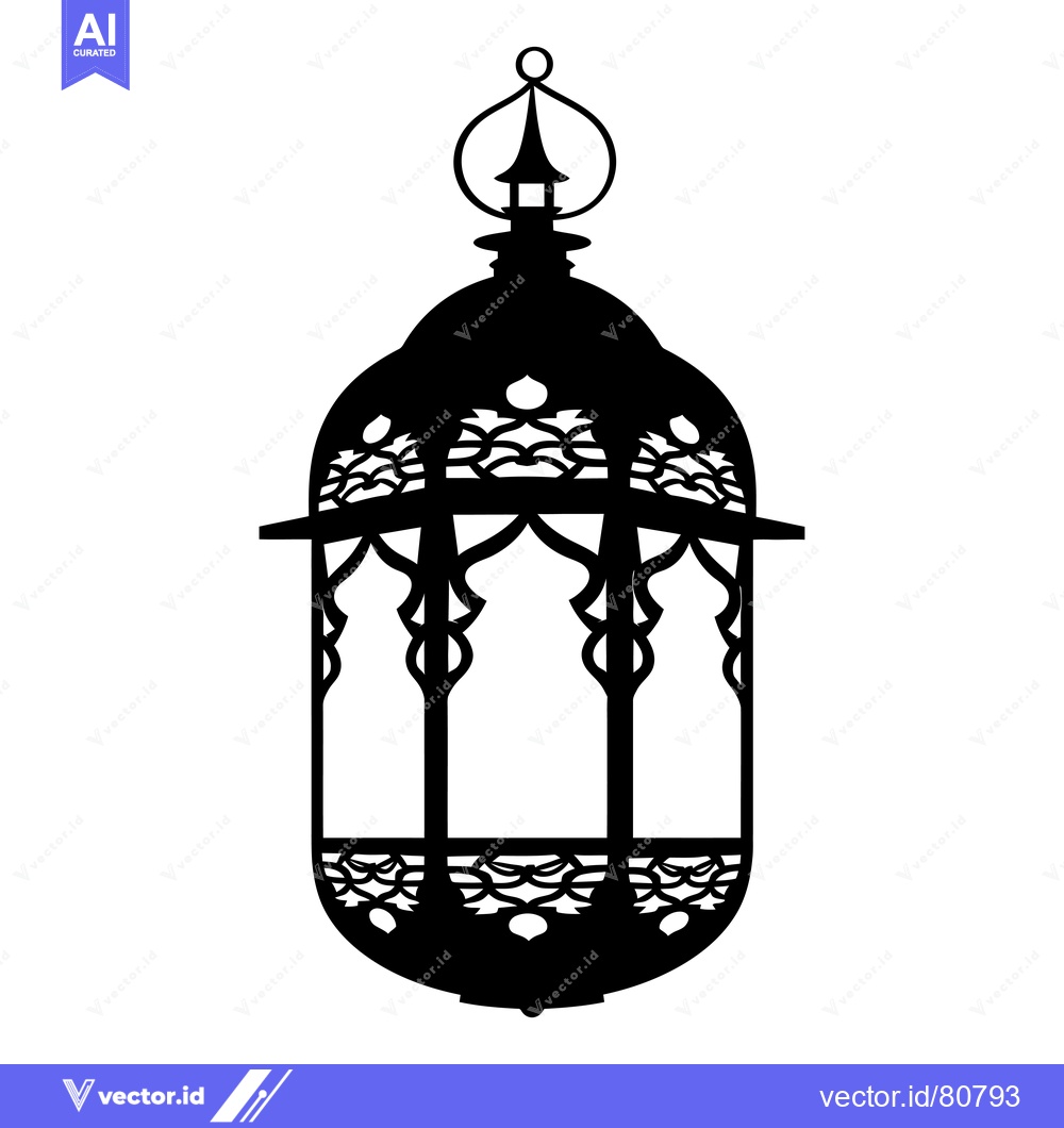 Premium Vector dari Ornamental Black and White Hanging Lantern Silhouette