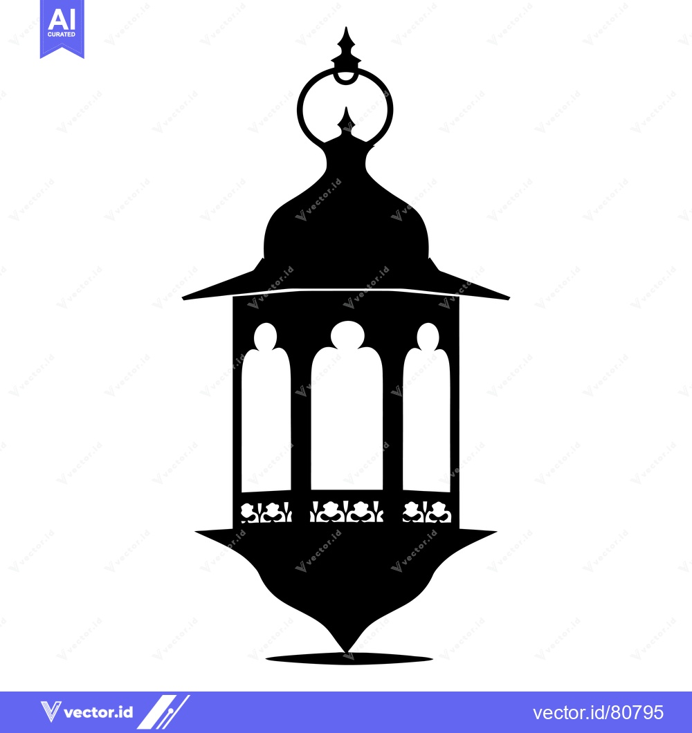 Premium Vector of Black and White Silhouette of an Ornate Lantern