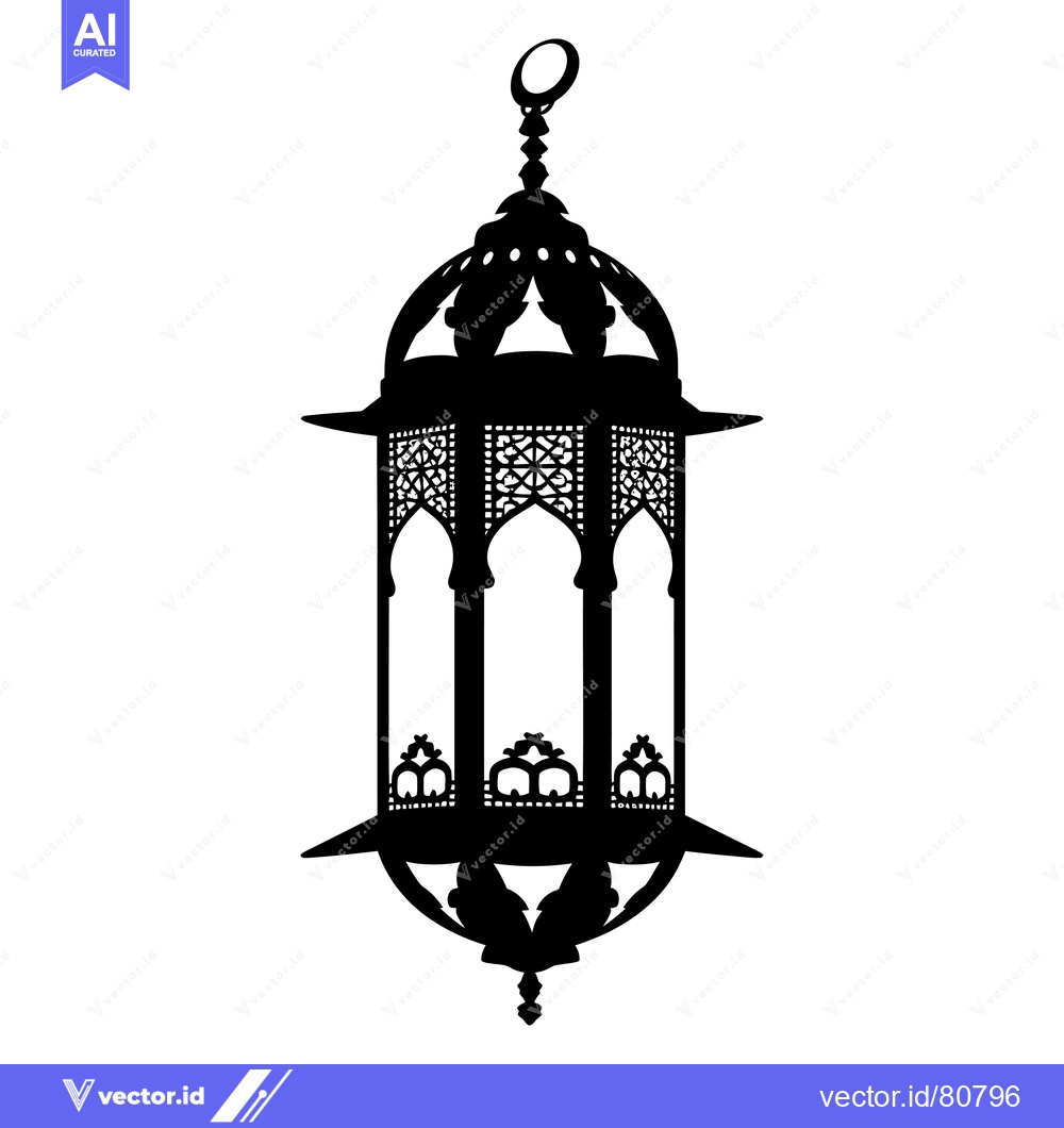 Premium Vector dari Ornate Black Silhouette of a Hanging Islamic Lantern