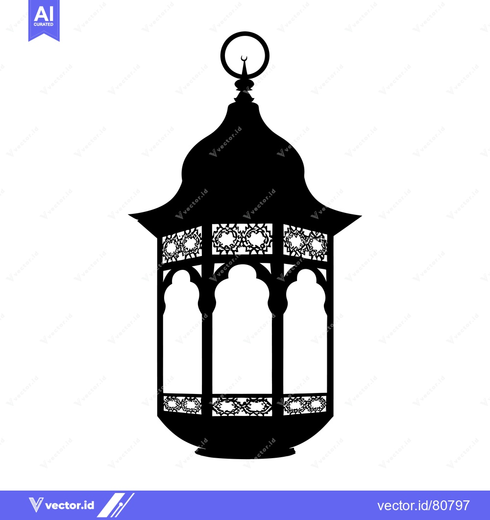 Premium Vector of Ornate Silhouette of a Traditional Middle Eastern Lantern