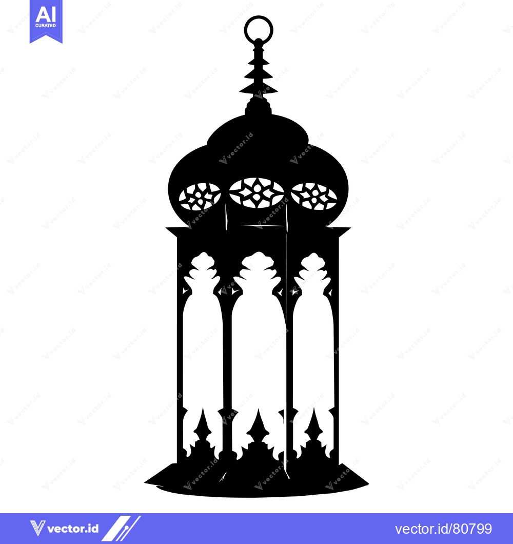 Premium Vector dari Ornate Silhouette of a Traditional Lantern