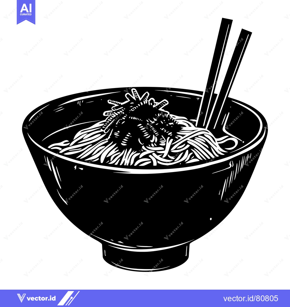 Premium Vector dari A Bowl of Noodles with Chopsticks