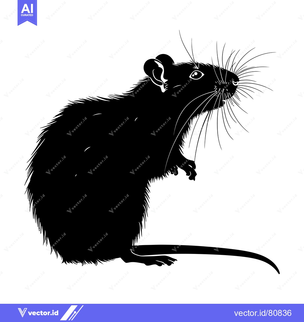 Premium Vector of Black and White Silhouette of a Rat Standing on Its Hind Legs
