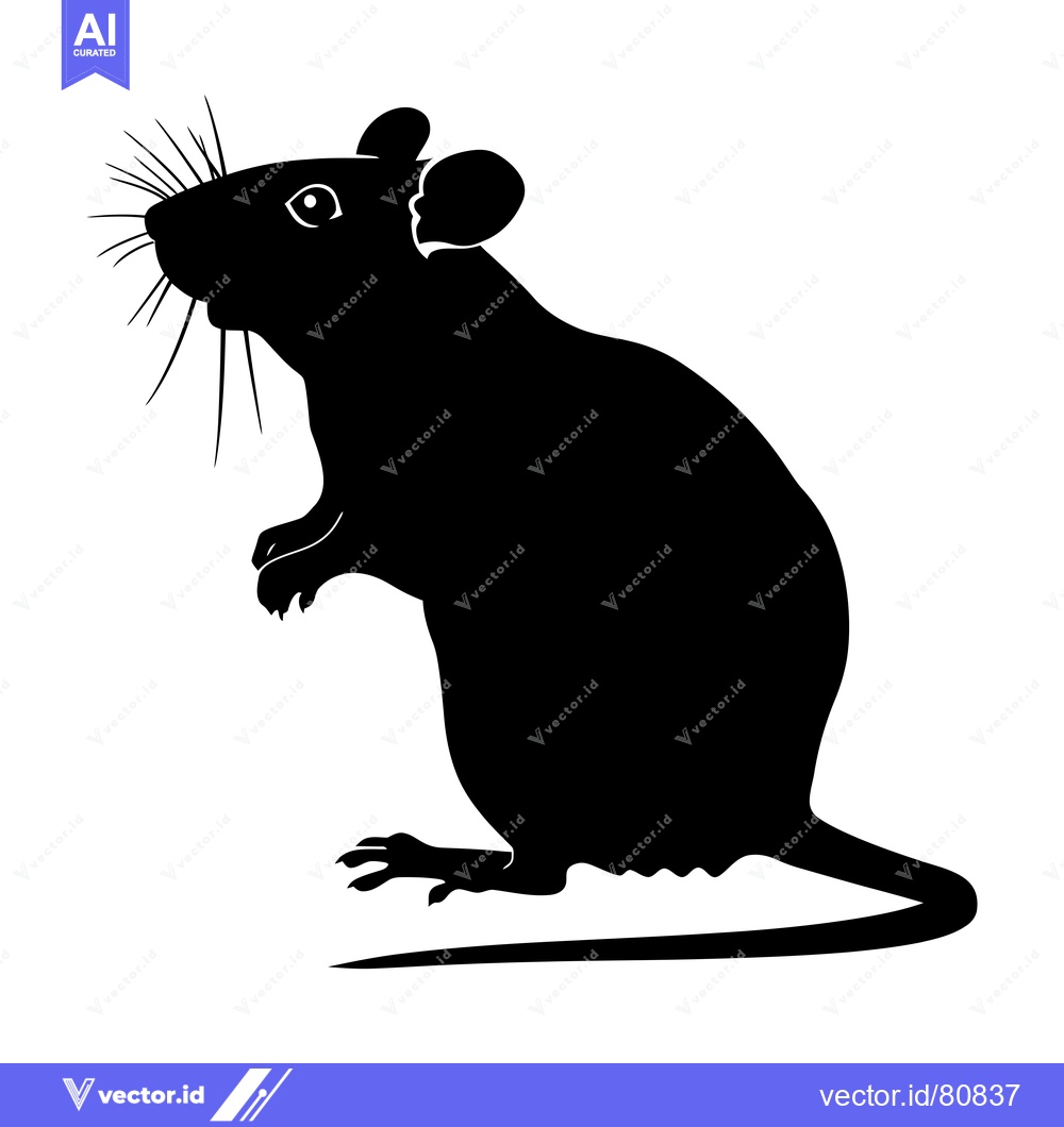Premium Vector dari Black Silhouette of a Rat Standing on Its Hind Legs