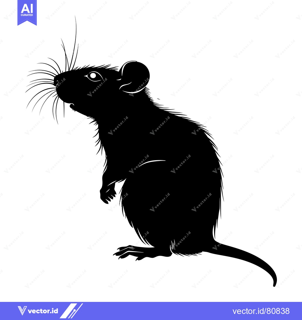 Premium Vector dari Black Silhouette of a Standing Rat with a Long Tail