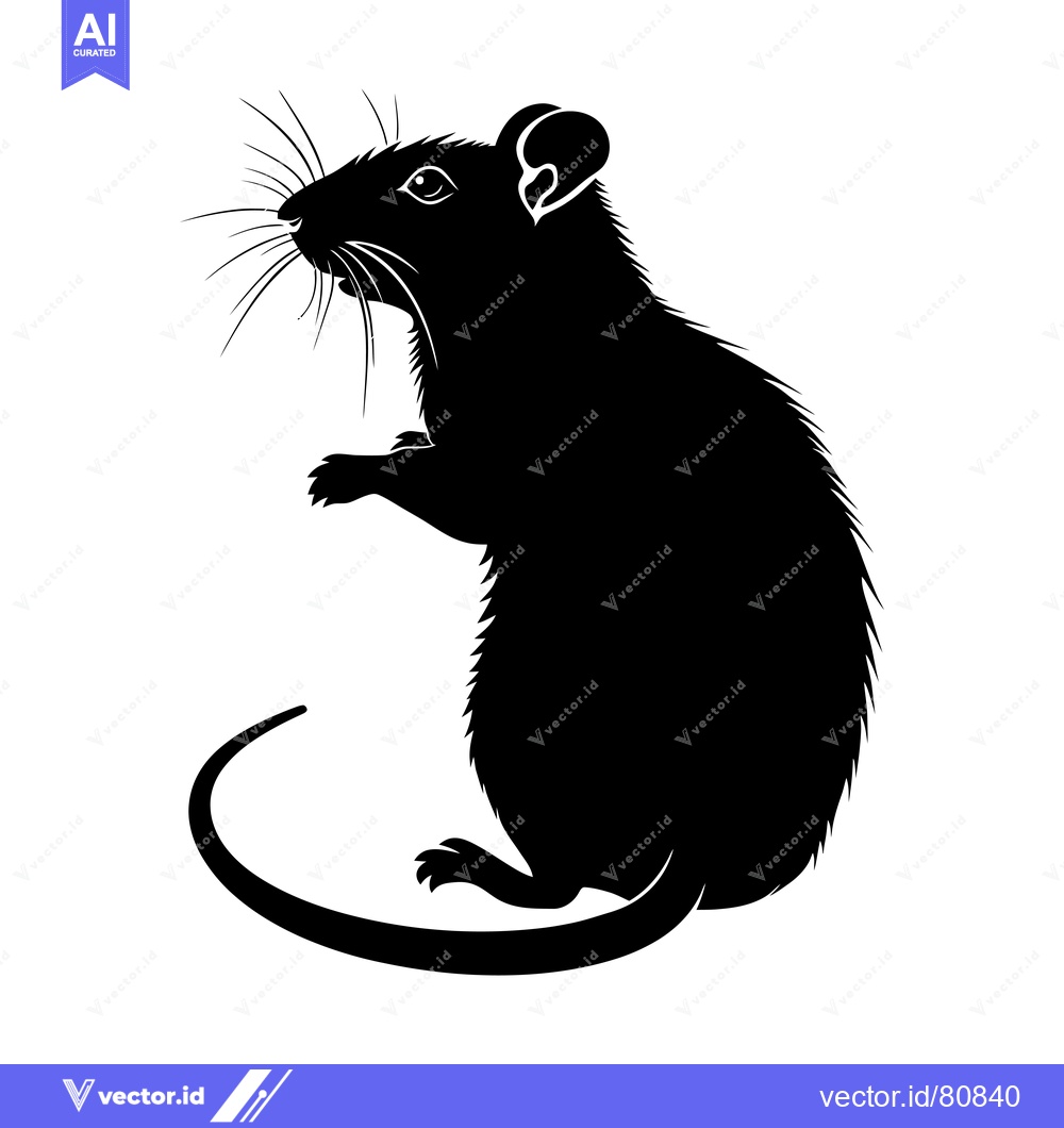 Premium Vector of Black and White Silhouette of a Standing Rat