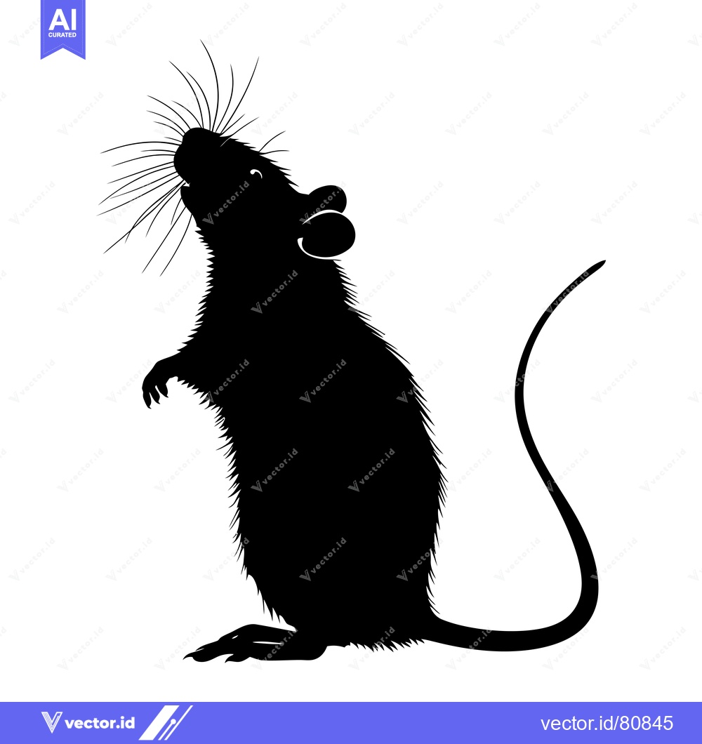 Premium Vector of Black Silhouette of a Mouse Standing on Hind Legs
