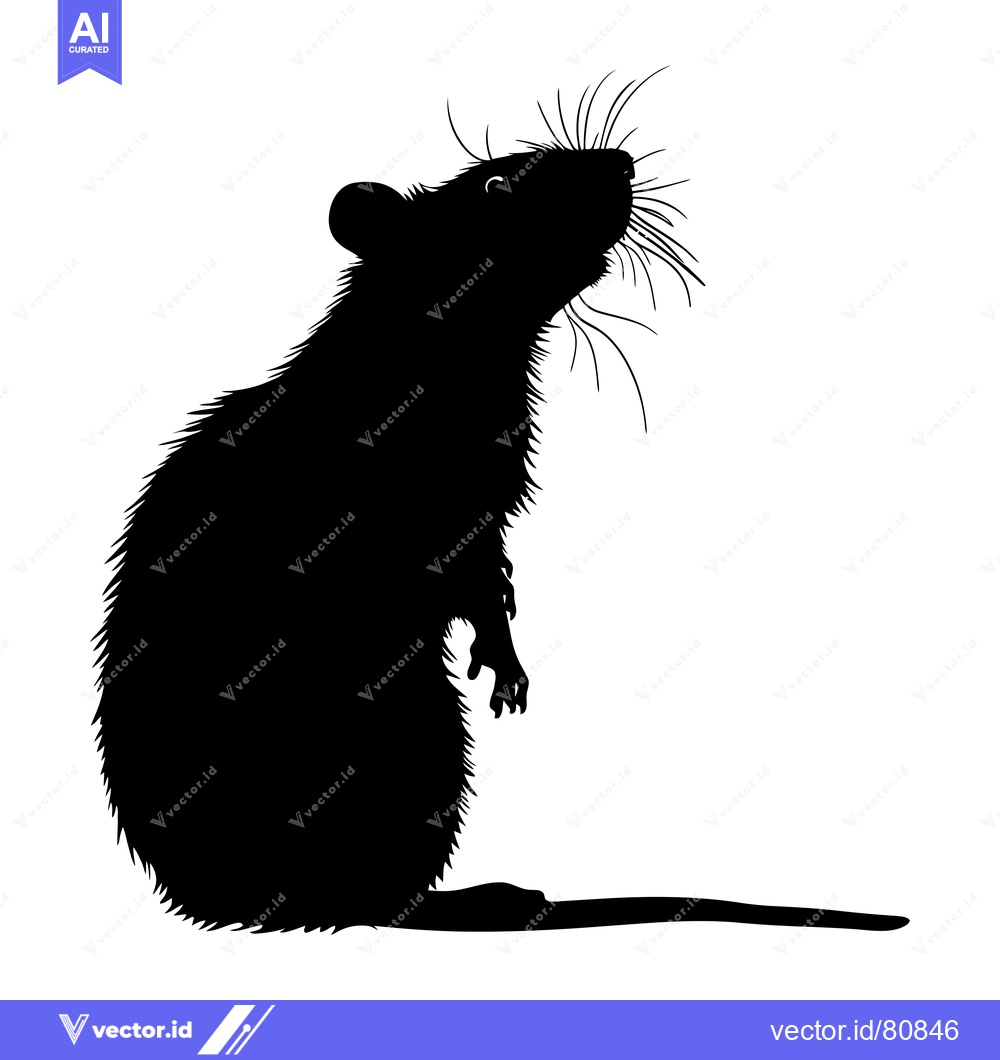Premium Vector dari Black silhouette of a rat standing on its hind legs