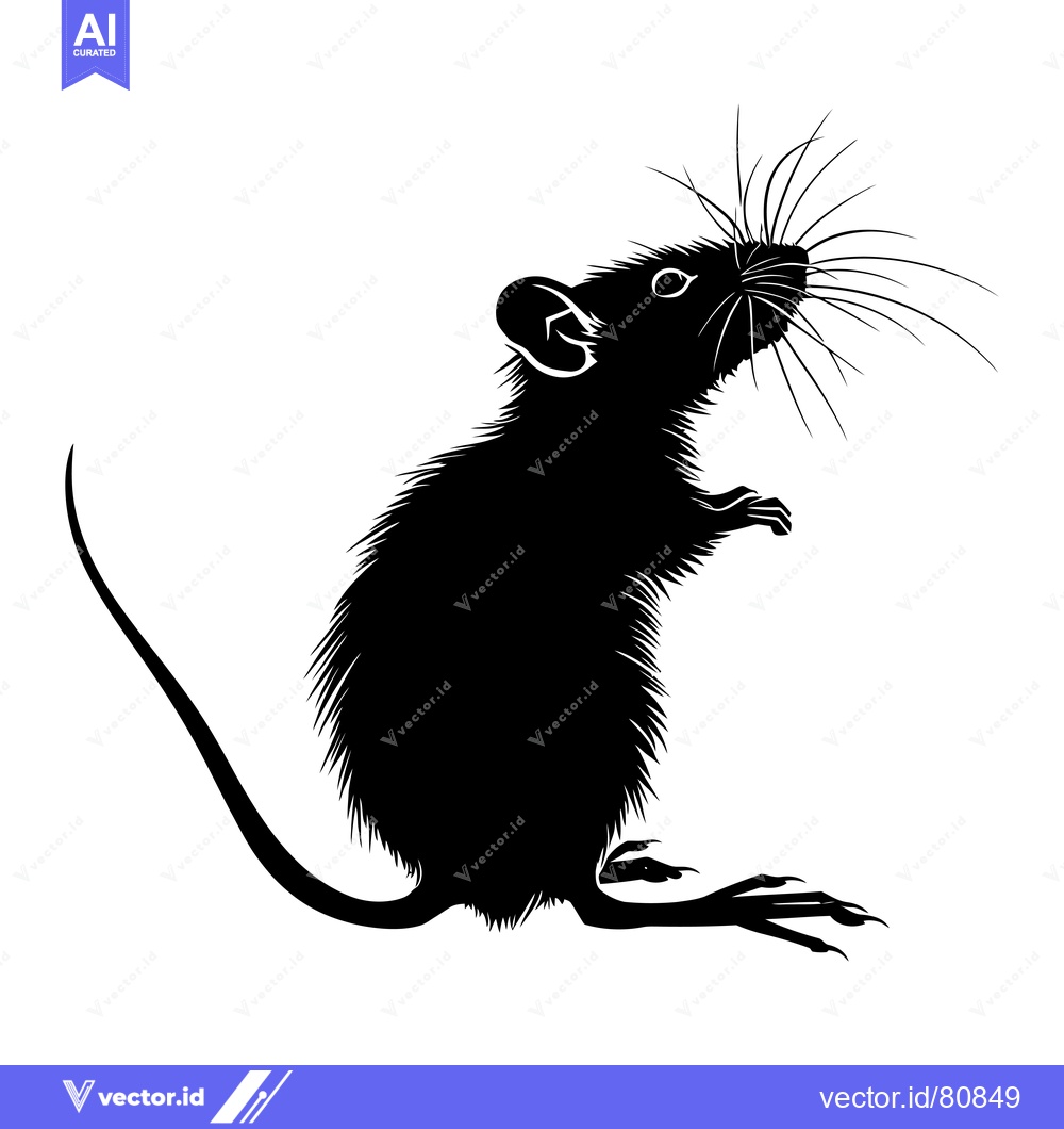 Premium Vector of Black and White Silhouette of a Rat Standing Up