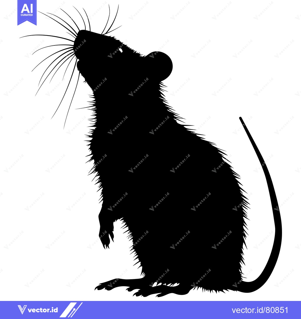 Premium Vector dari Black and white silhouette of a rat standing on its hind legs