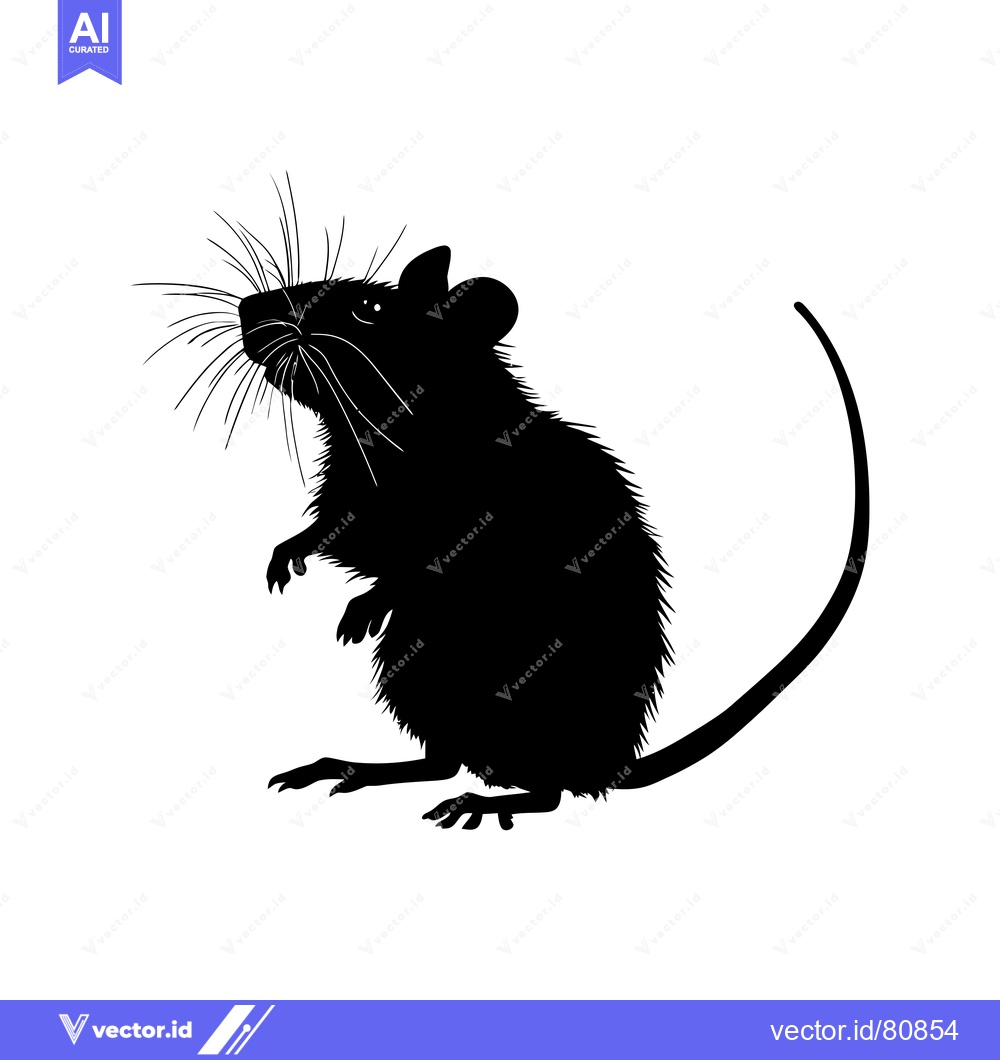 Premium Vector of Black and White Silhouette of a Standing Mouse