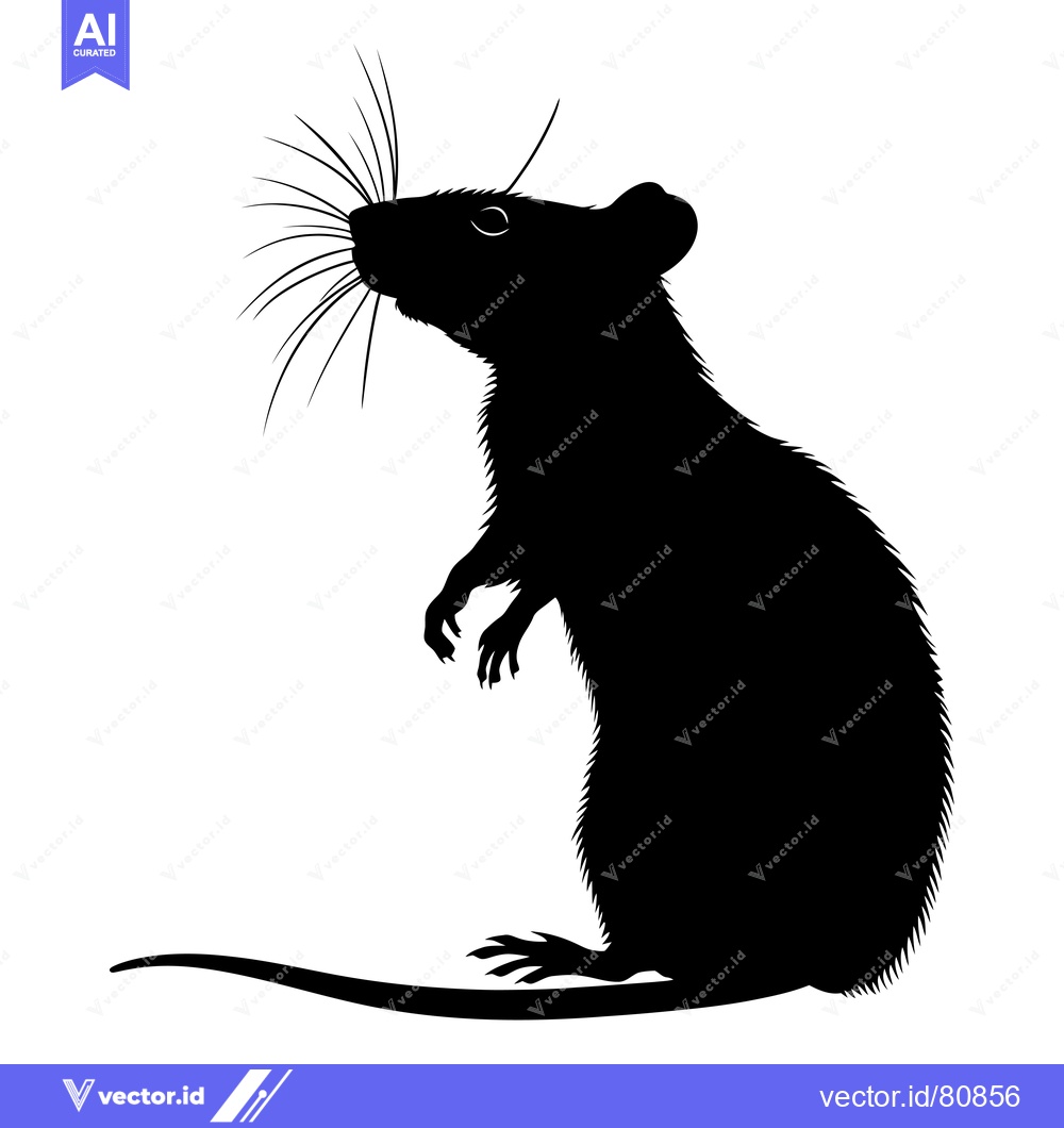 Premium Vector dari Black Silhouette of a Rat Standing on Hind Legs