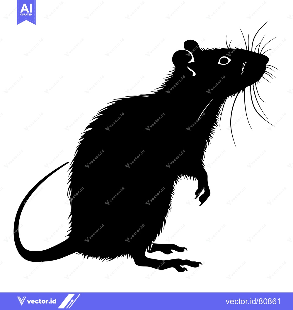 Premium Vector of Black and White Silhouette of a Standing Rat