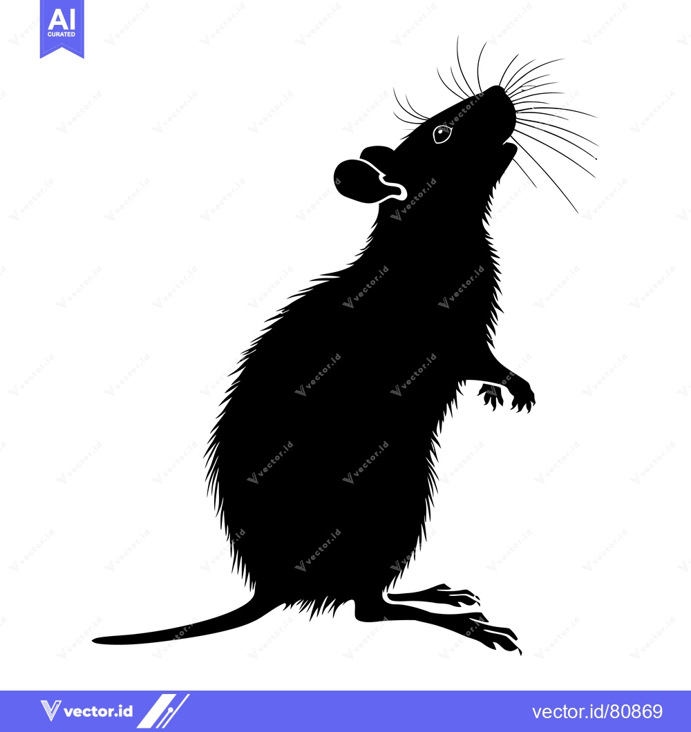 Premium Vector dari Black Silhouette of a Rat Standing on Hind Legs