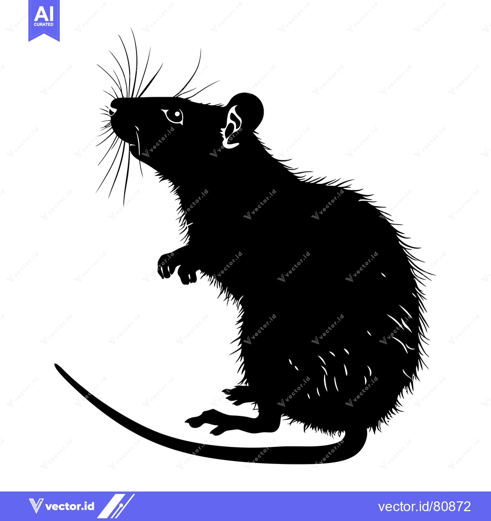 Premium Vector dari Black and white silhouette of a rat standing on its hind legs