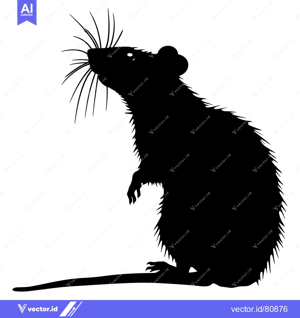 Premium Vector of Black Silhouette of a Rat Standing on Hind Legs