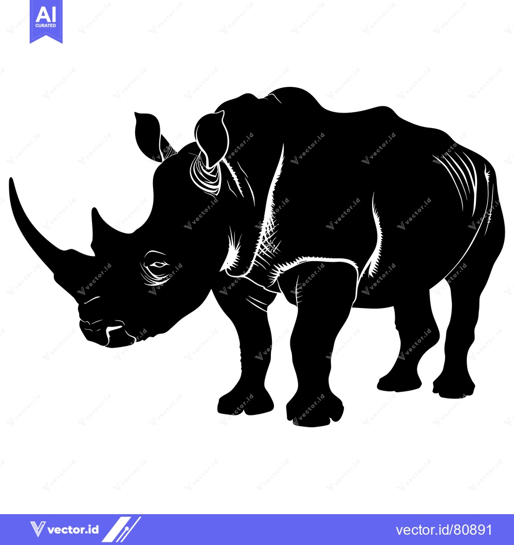 Premium Vector dari A Black Silhouette of a Rhino with a Horn