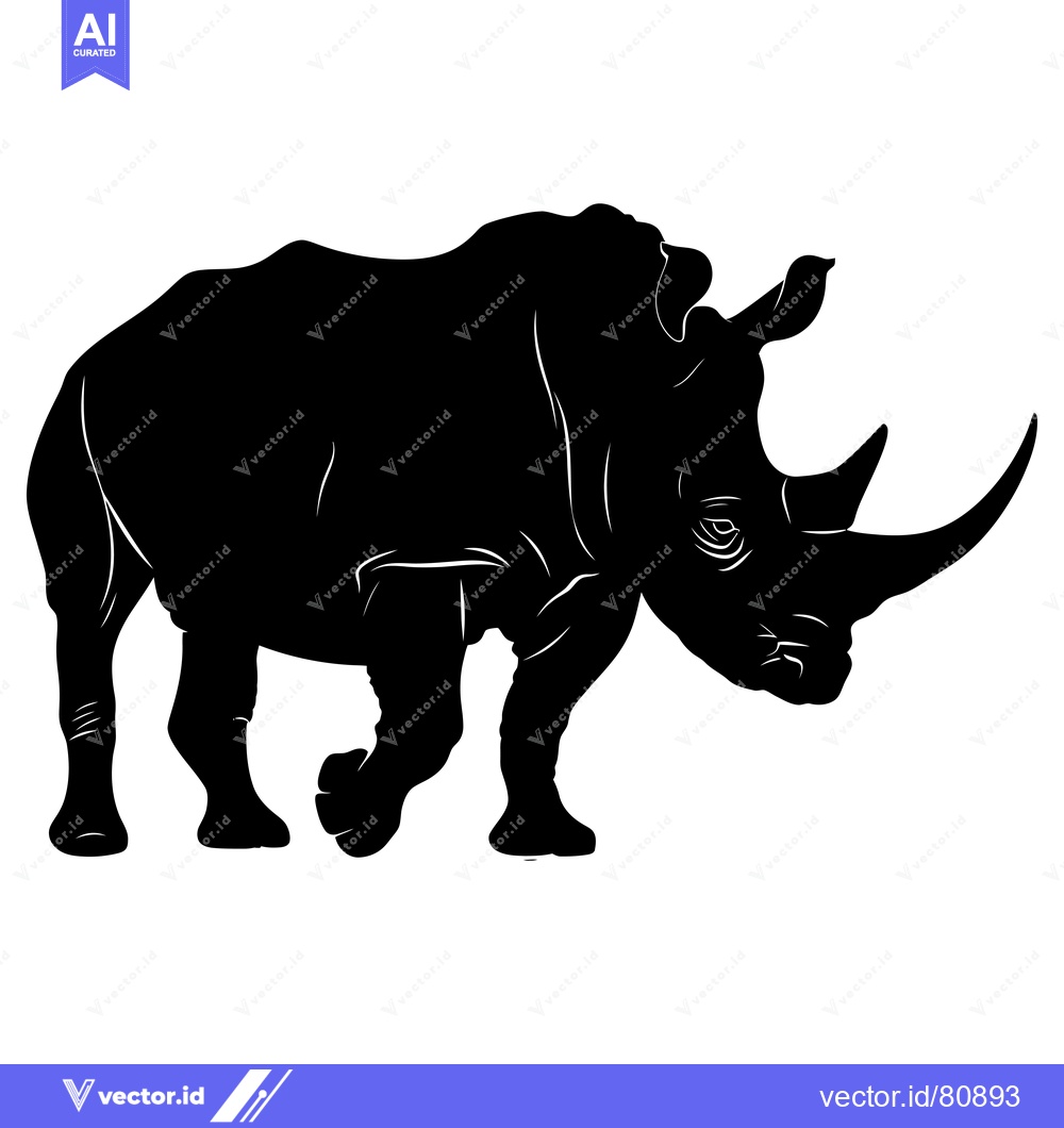 Premium Vector dari A black silhouette of a rhinoceros walking